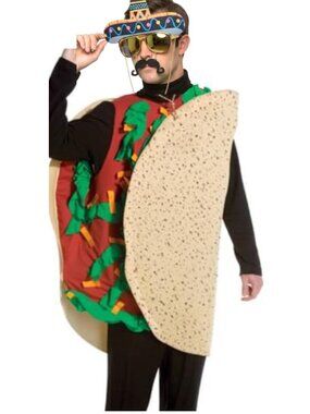 Delectable Adult Taco Halloween Costume Set with Mexican Sun-Staches EyeGlasses